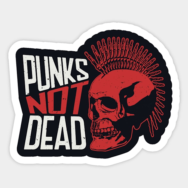 Punks Not Dead // Punk Rock Skeleton Sticker by SLAG_Creative